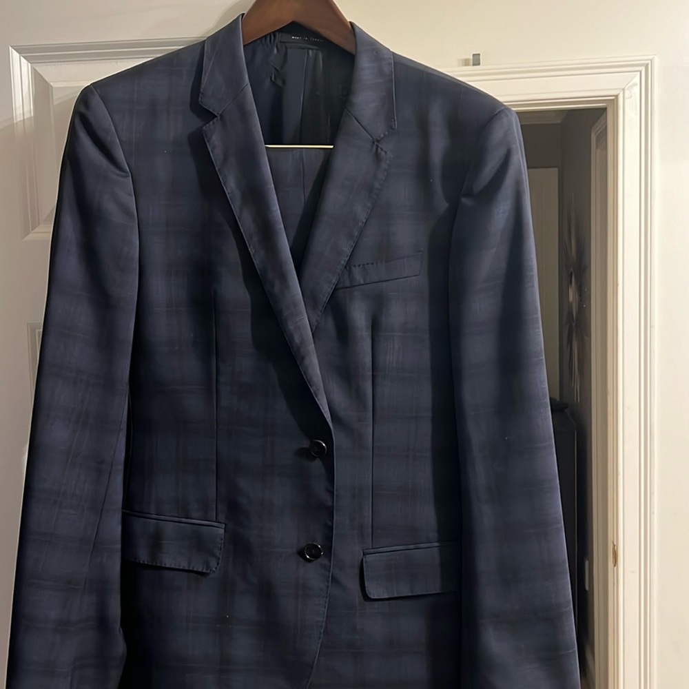 Hugo Boss Blue Check Suit 40R